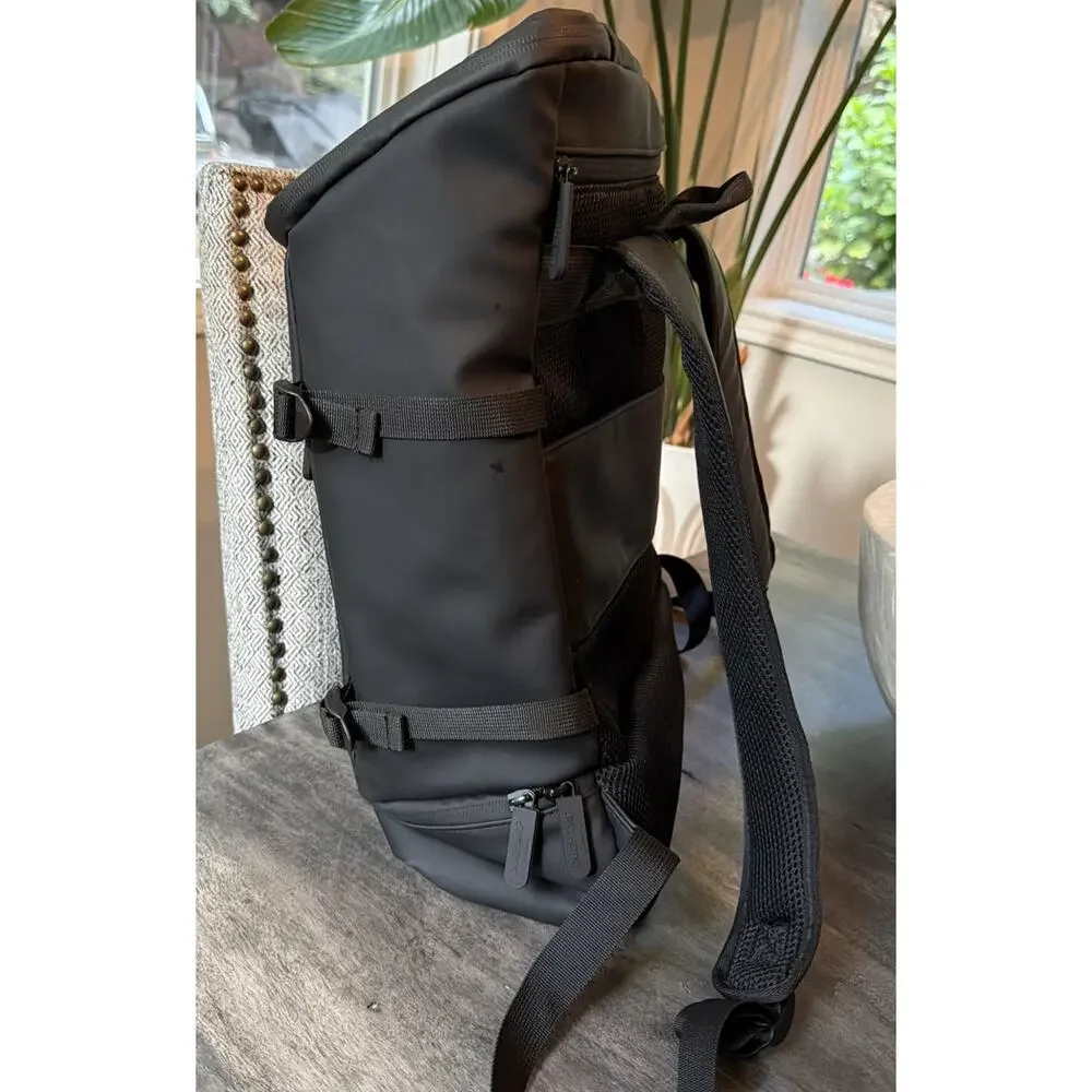 Duchamp London Black Laptop Backpack Rubberized Commuter Travel MSRP $205